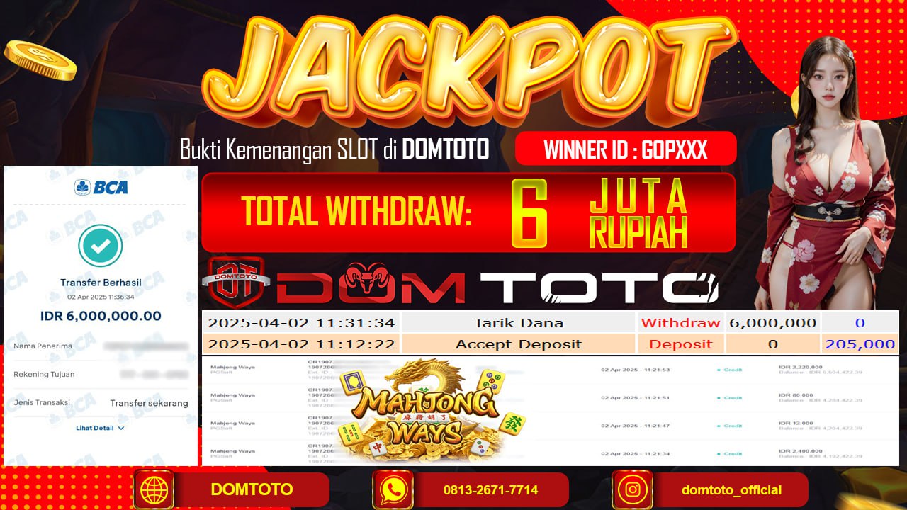 JACKPOT SLOT MAHJONG WAYS 02  APRIL 2025
